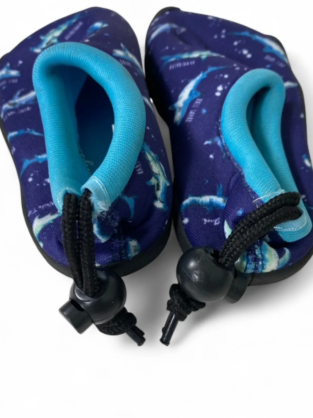 Tommy Bahama Kids Water Shoes Size 5/6 Blue Shark Print Aqua Beach Swim Shoes